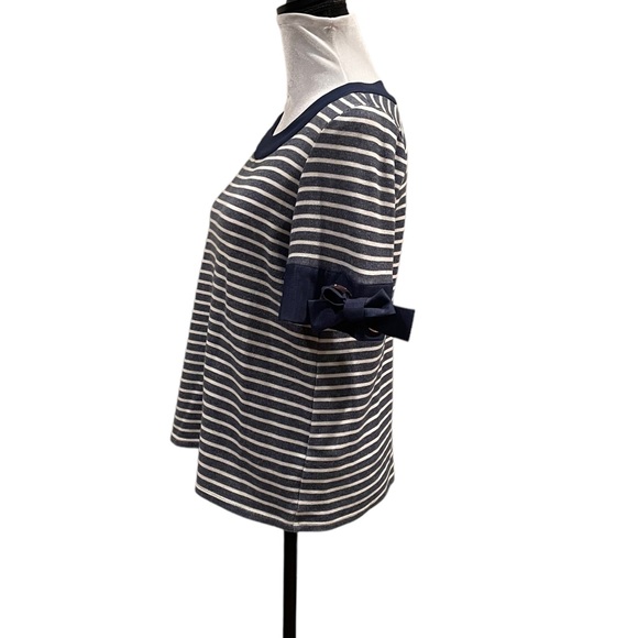 Ivanka Trump navy white nautical short sleeve preppy striped pullover top medium - Picture 3 of 11
